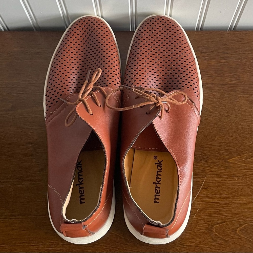 Merkmak Brown Soft Leather Lace Up Loafers Men’s Size 12